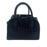 URBAN EXPRESSIONS Woven Black Vegan Leather Handled Satchel Purse w/Crossbody