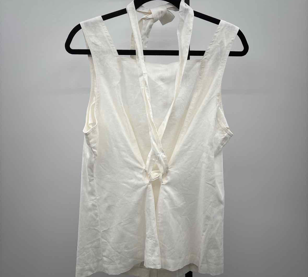 Ann Taylor Women's Size XL White Solid Sleeveless Shirt