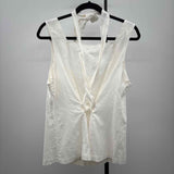 Ann Taylor Women's Size XL White Solid Sleeveless Shirt