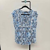 Tommy Hilfiger Women's Size M Blue Floral Short Sleeve Shirt