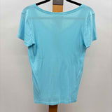 Ralph Lauren Women's Size L Turquoise Solid Short Sleeve Shirt