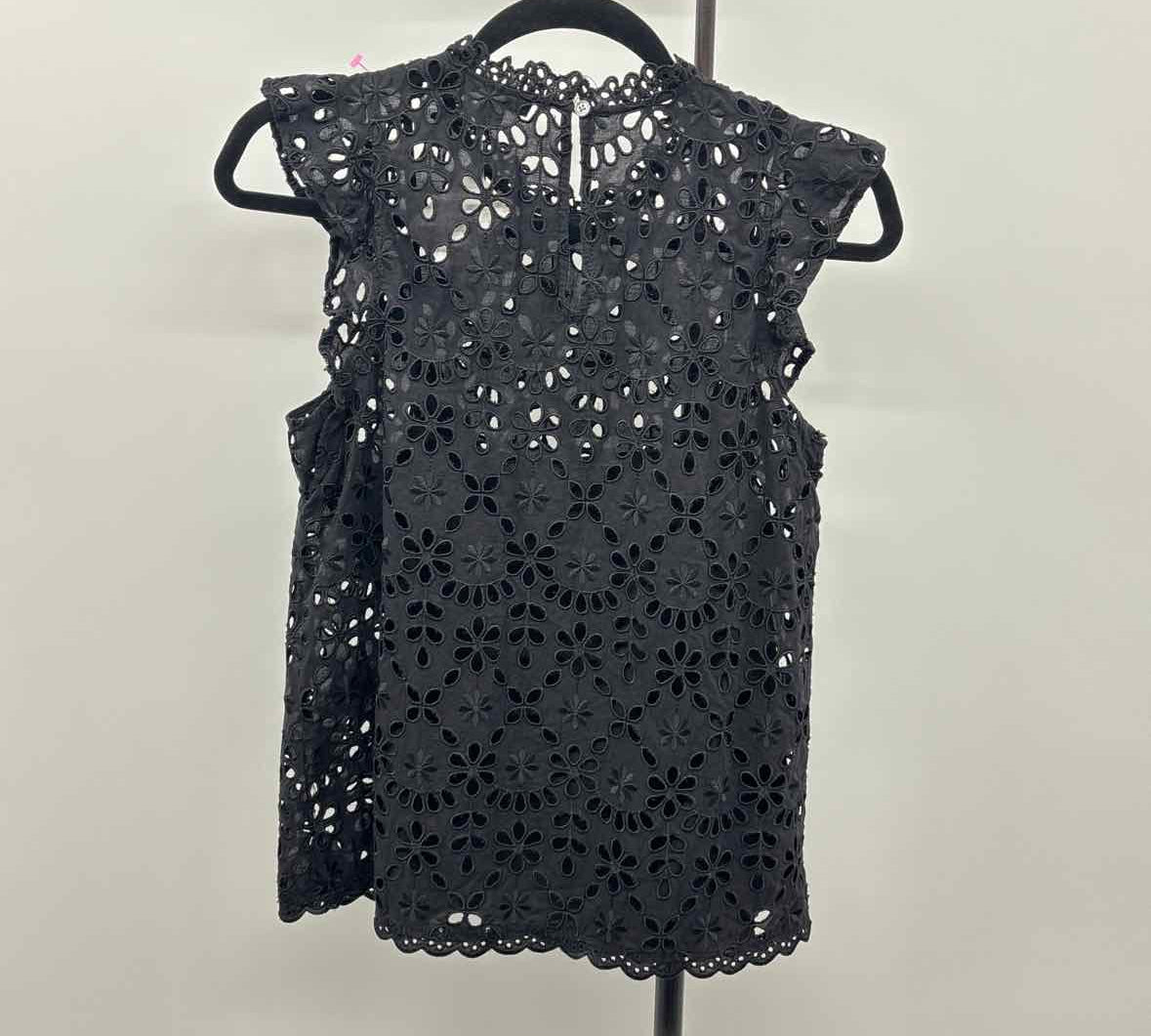 J Crew Women's Size S Black Eyelet Sleeveless Shirt