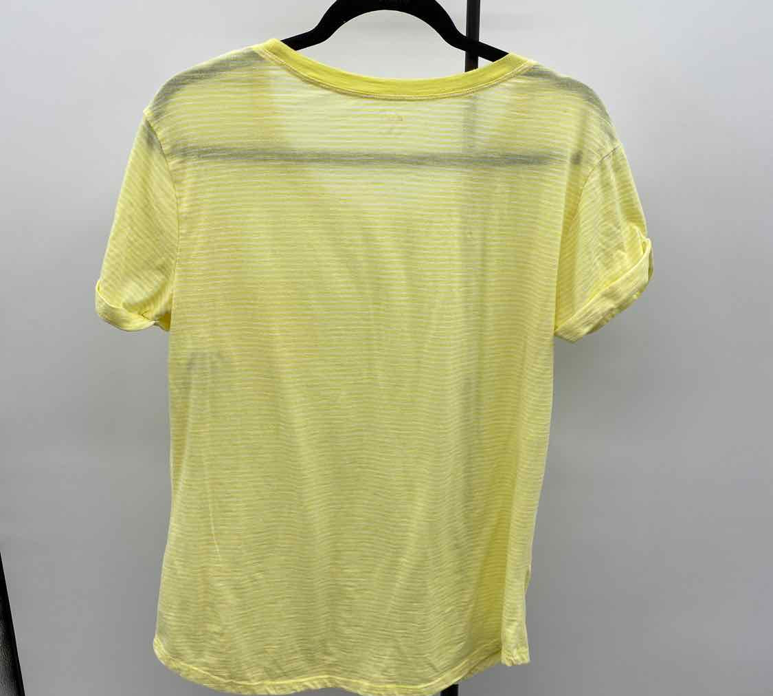 Ana Women's Size L Yellow Stripe Short Sleeve Shirt