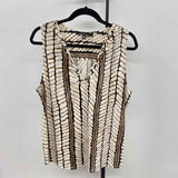 White House Black Market Women's Size XL Ivory Abstract Sleeveless Shirt