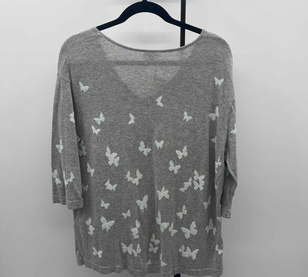 JJill Women's Size M Gray Butterfly Sweater