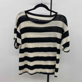 J Crew Women's Size M Black Stripe Short Sleeve Shirt