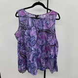 Talbots Women's Size 1X Purple Paisley Sleeveless Shirt