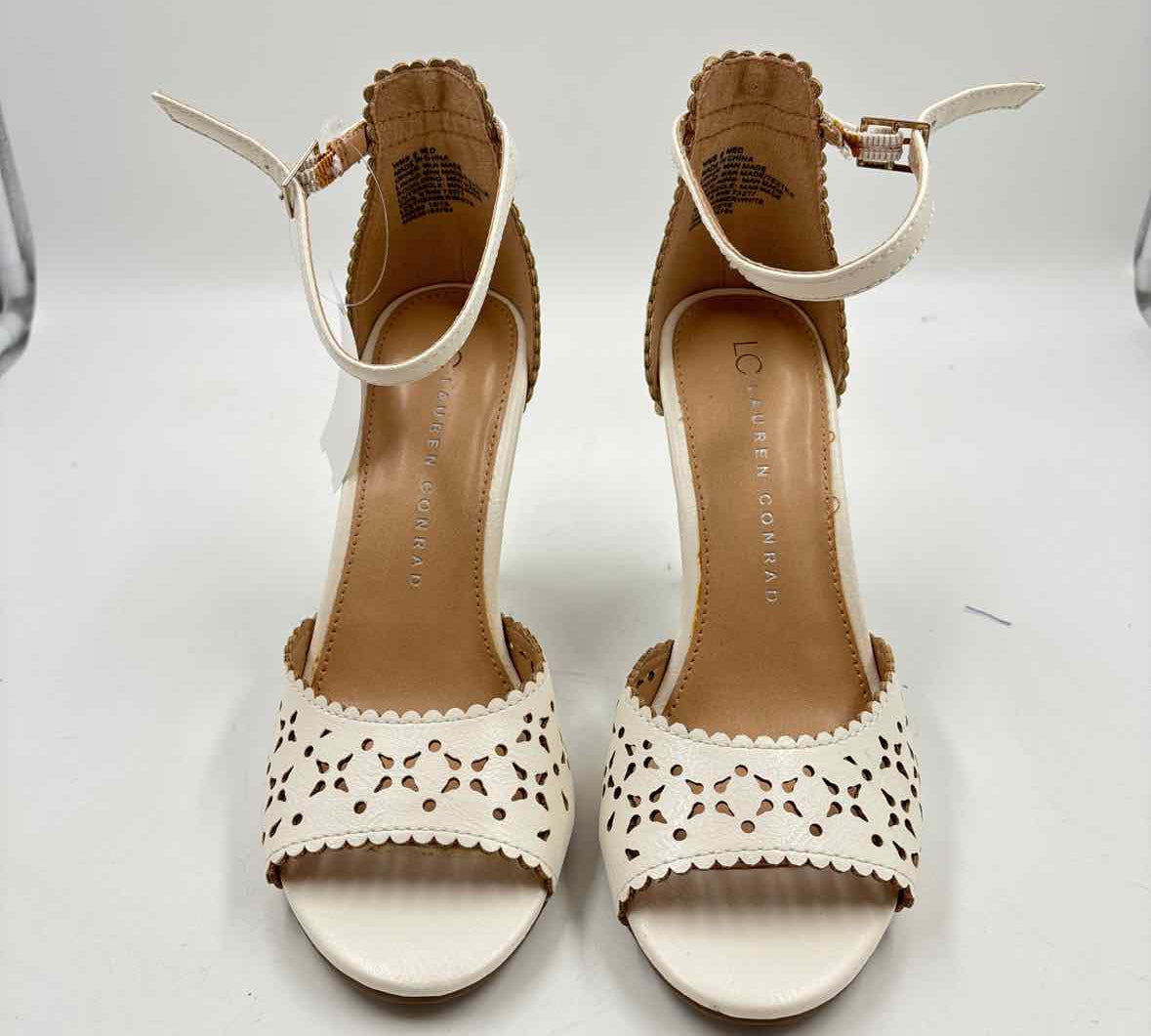 Lauren Conrad Women's Shoe Size 6 White Laser Cut Heels