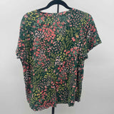Loft Women's Size XL Green Floral Short Sleeve Shirt