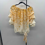 Cece Women's Size S Yellow Floral Long Sleeve Shirt