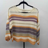 Hem & Thread Women's Size L Orange Stripe Sweater