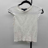 French Connection Women's Size XS White Solid Short Sleeve Shirt