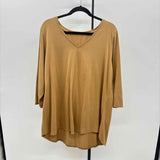 Susan Graver Women's Size XL Tan Solid Long Sleeve Shirt