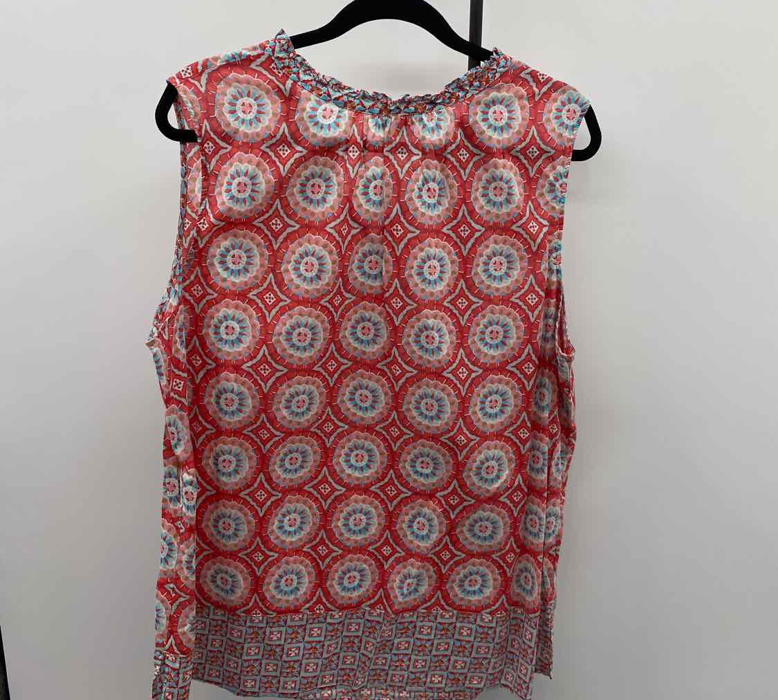 Talbots Women's Size 2X Red medallion Sleeveless Shirt