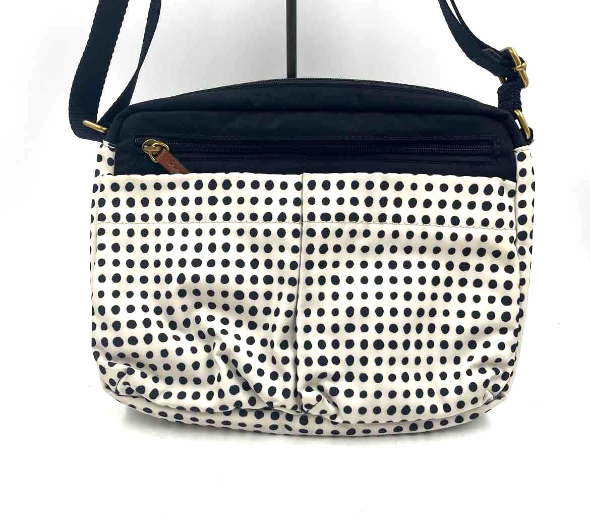 FOSSIL Black & White Canvas Polka Dot Crossbody Purse