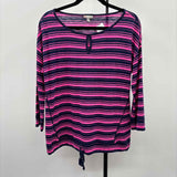 Talbots Women's Size M Pink Stripe Long Sleeve Shirt