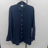 JJill Women's Size L Navy Textured Long Sleeve Shirt