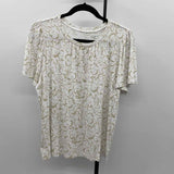 Loft Women's Size L Tan Floral Short Sleeve Shirt