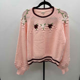 POL Junior's Size M Pink Floral Sweater