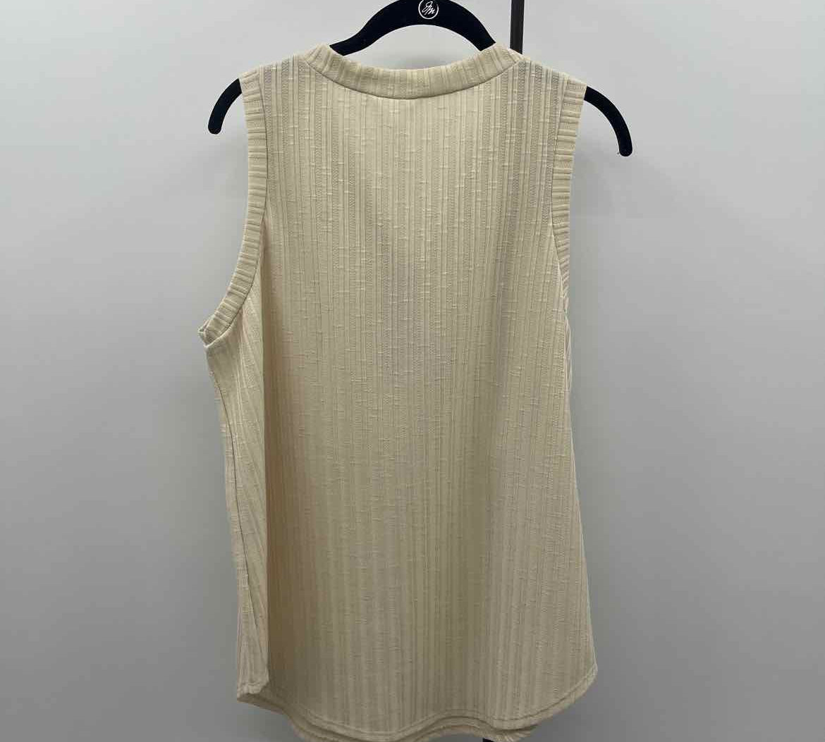 Bombom Women's Size XL Beige Ribbed Sleeveless Shirt