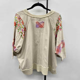 Easel Women's Size L Beige Floral Short Sleeve Shirt
