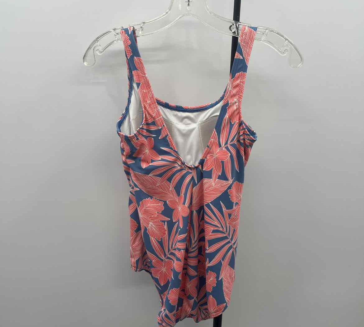Lands End Women's Size 10 Blue Floral Swimsuit - 1 Piece
