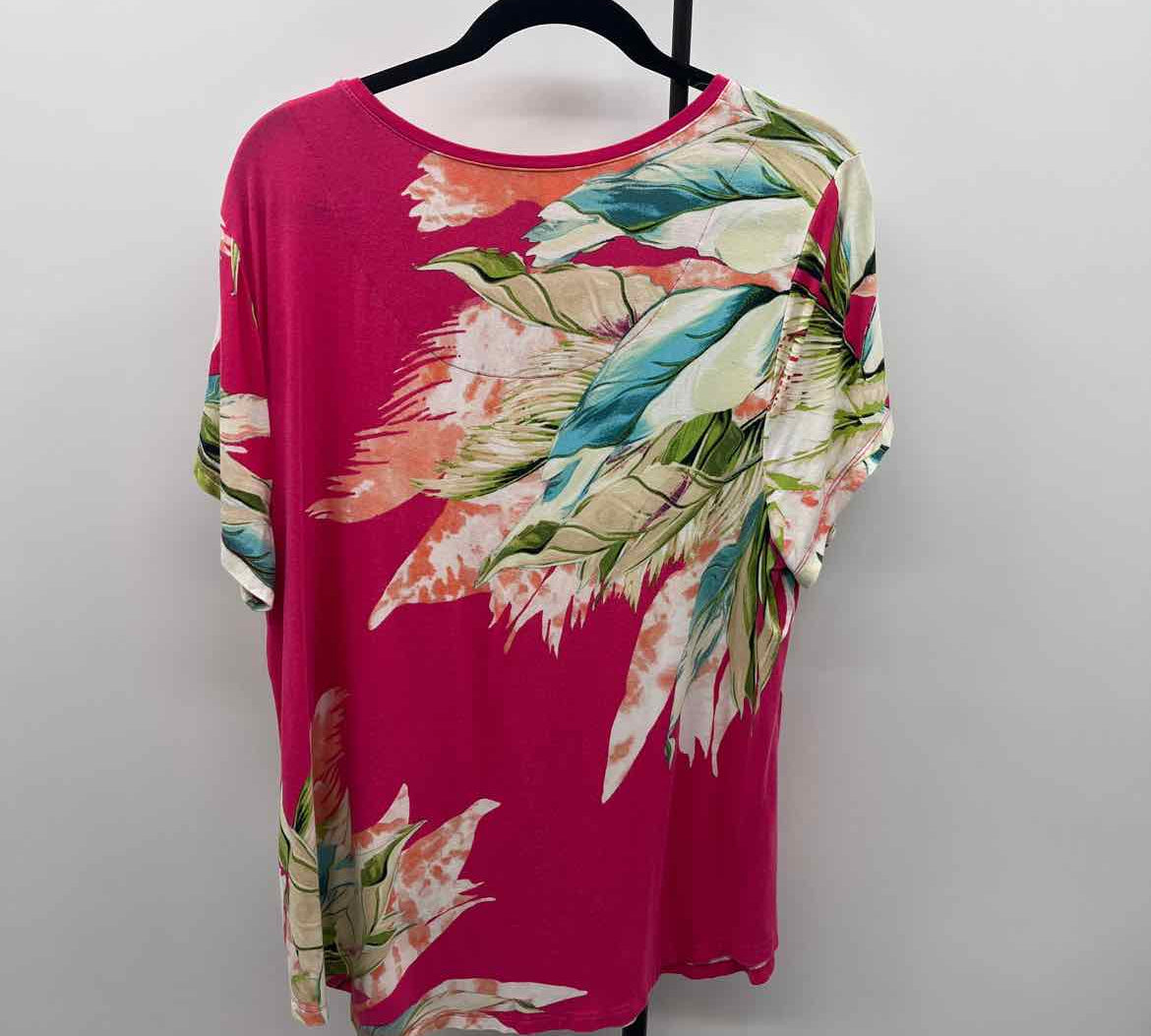 JM Collection Size XL Pink Short Sleeve Shirt