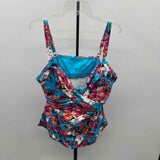 Lands End Women's Size 12 Turquoise Floral Swimsuit - Separate