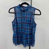 American Eagle Junior's Size S Blue Plaid Sleeveless Shirt
