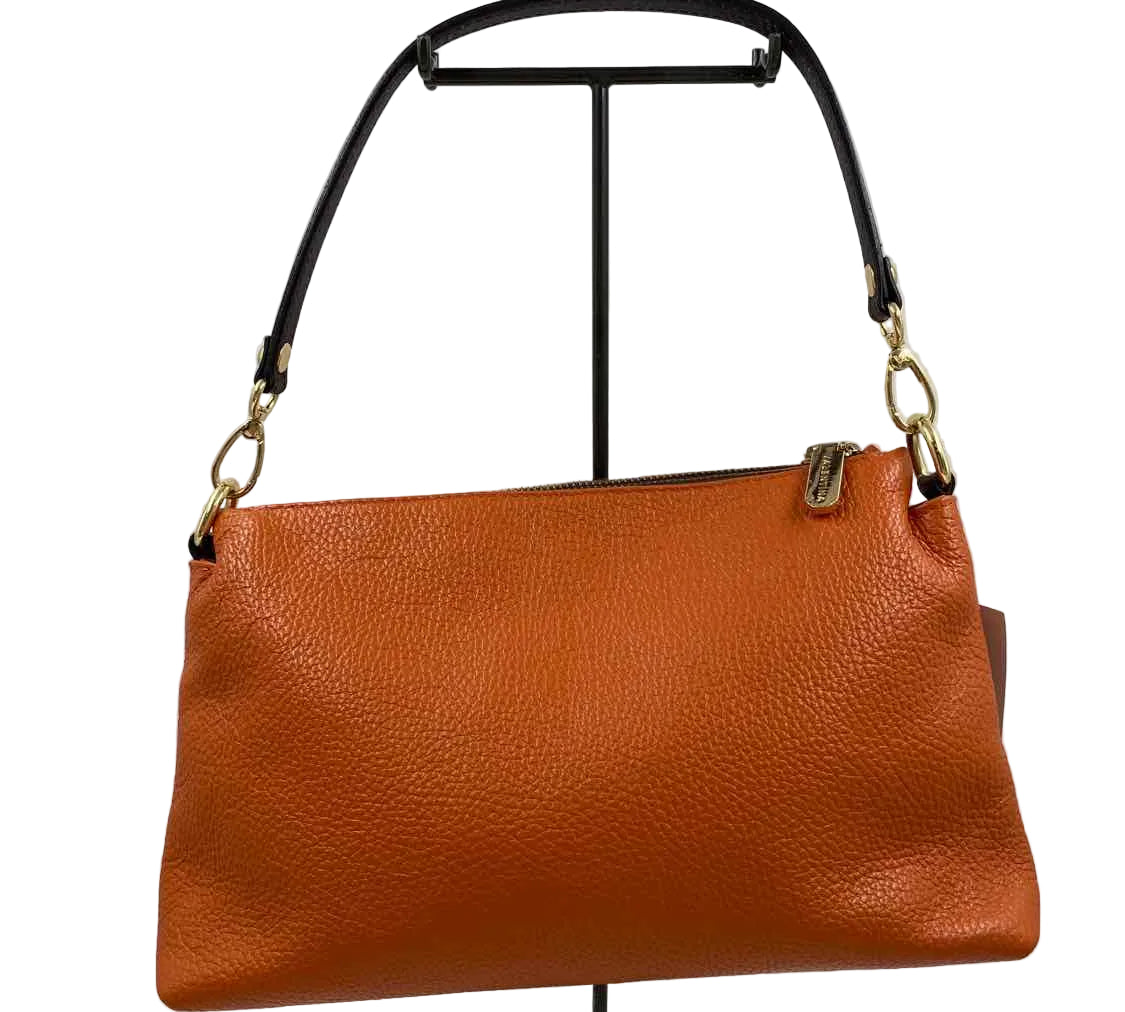 VALENTINA Burnt Orange Pebble Leather Shoulder Bag Purse