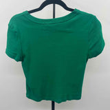 Michael Stars Women's Size One Size Green Ribbed Short Sleeve Shirt
