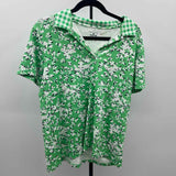 Draper James Women's Size XL Green Floral Short Sleeve Shirt