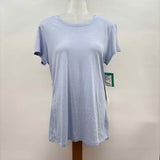 Vince Women's Size L Baby Blue Solid Short Sleeve Shirt