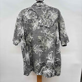 Panama Jack Men's Size XL Charcoal Ramie/Cotton Floral Short Sleeve Shirt