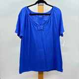 Talbots Women's Size L Blue Solid Short Sleeve Shirt