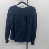 Duffield Lane Women's Size S Navy Plaid Long Sleeve Shirt