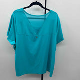 LIVI active Women's Size 3X Aqua Solid Short Sleeve Shirt