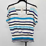 White House Black Market Women's Size S Blue Stripe Short Sleeve Shirt