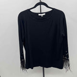 Sioni Women's Size L Black Feathers Sweater