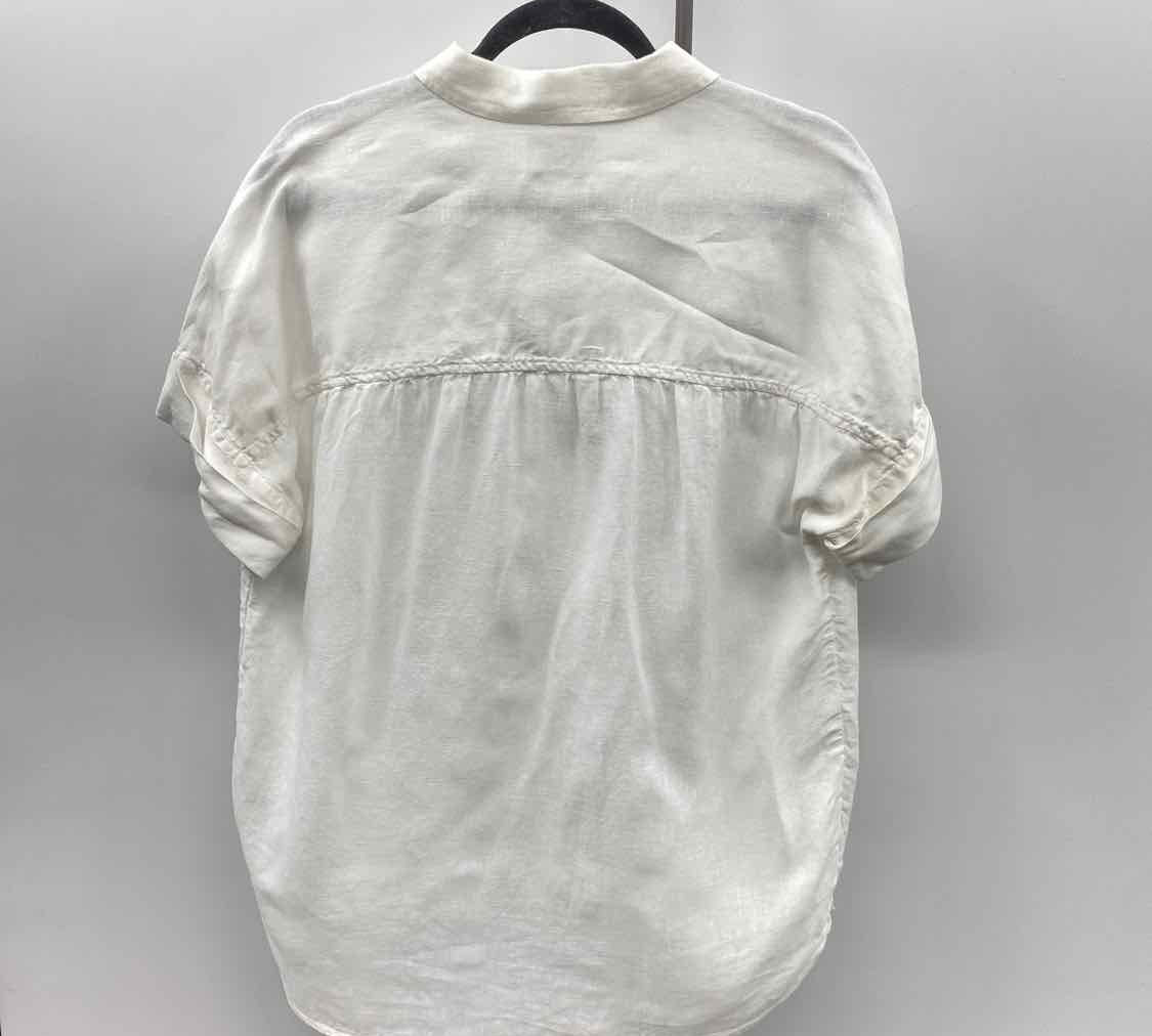 J Crew Women's Size M White Solid Short Sleeve Shirt