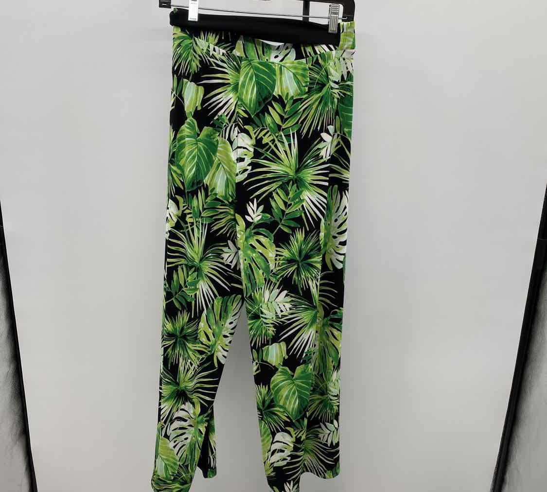 White House Black Market Women's Size 14P Green Floral Pants