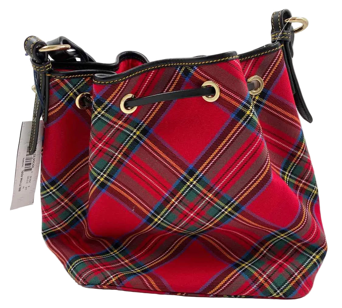 Back NWT DOONEY & BOURKE Red Tartan Plaid TASHA Drawstring Bucket Bag Purse
