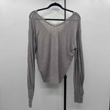 Free People Junior's Size L Gray Textured Long Sleeve Shirt
