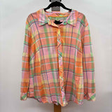 Talbots Women's Size 3X Peach Plaid Long Sleeve Shirt
