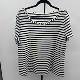 Talbots Women's Size 1X Black Stripe Short Sleeve Shirt