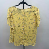 Premise Women's Size 1X Yellow Floral Short Sleeve Shirt
