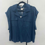 Zac & Rachel Women's Size 3X Navy Textured Short Sleeve Shirt