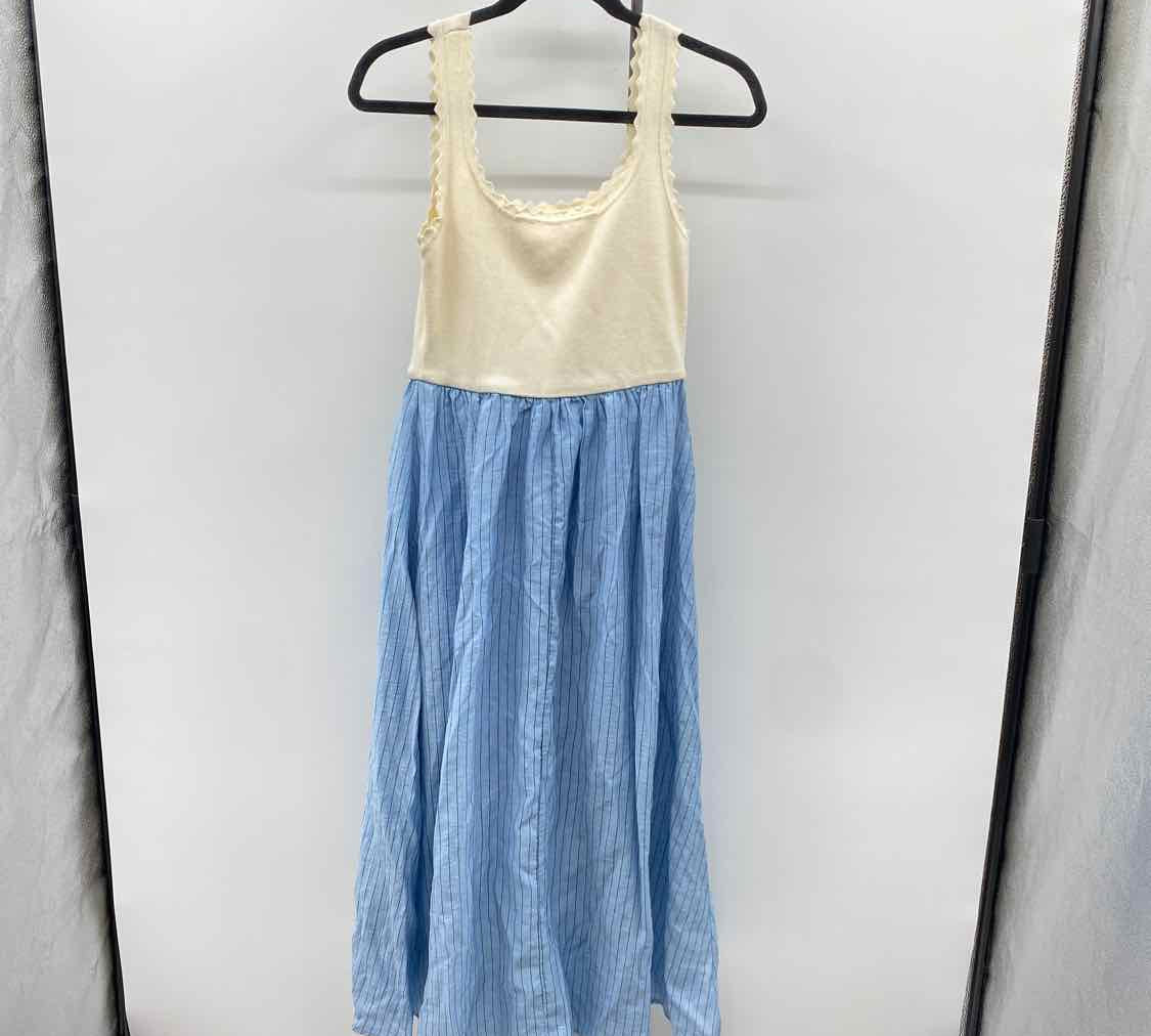 Mine Women's Size 14 Ivory/Blue Stripe Dress