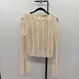 Lucy Paris Women's Size S Ivory Crochet Long Sleeve Shirt
