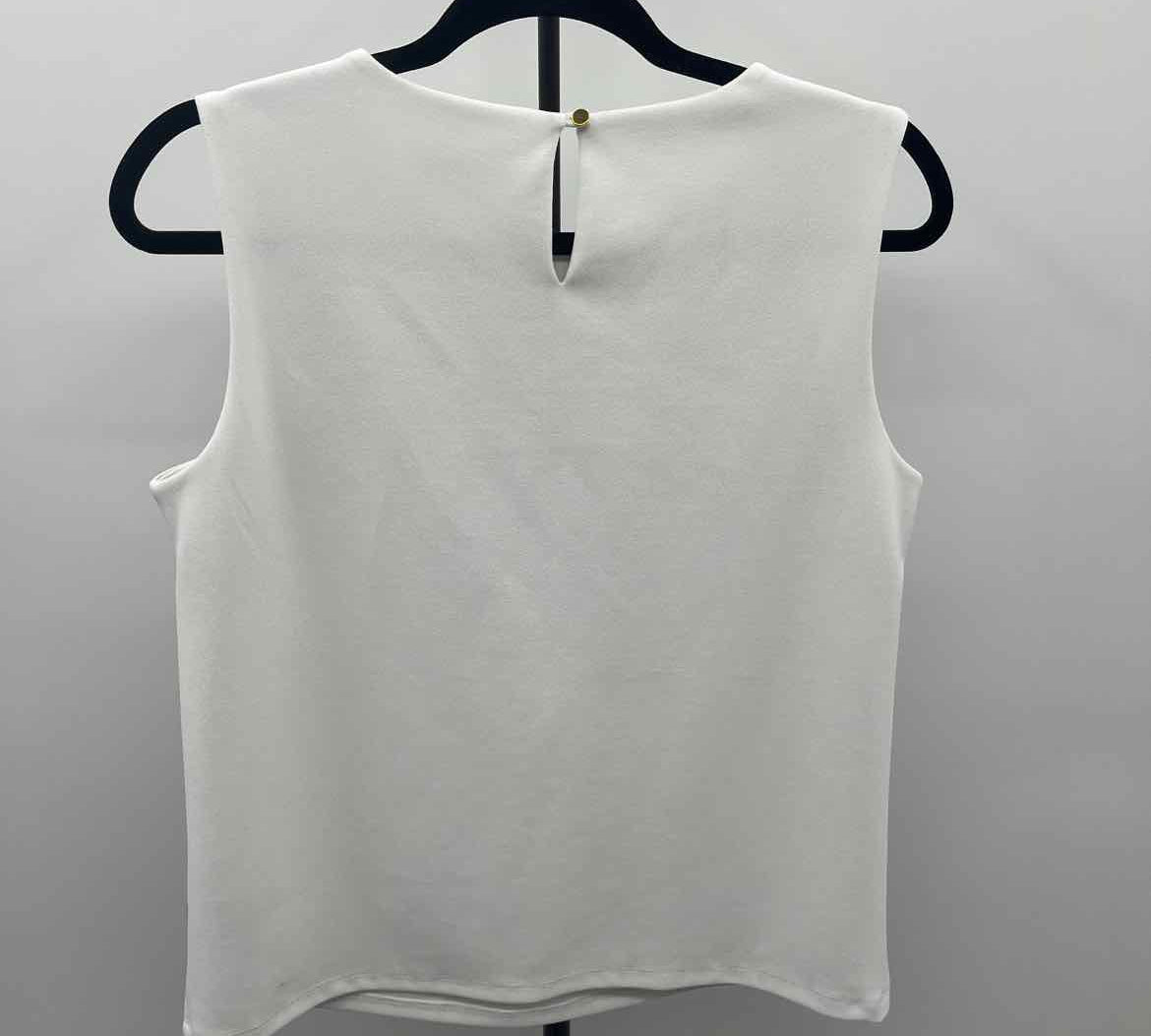 Calvin Klein Women's Size M White Solid Sleeveless Shirt